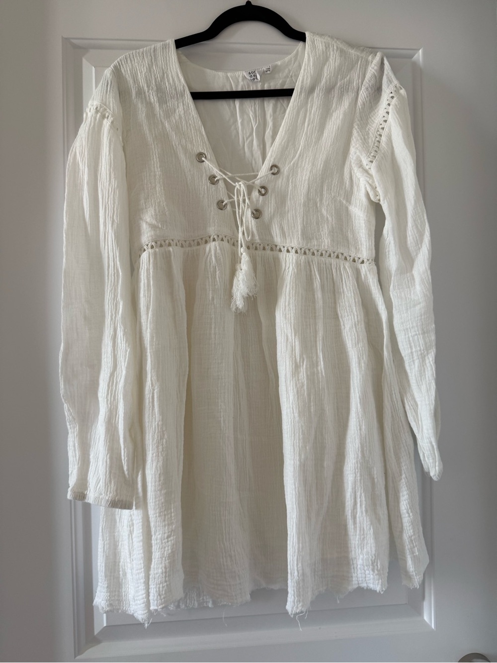 Somedays Lovin White Lace-Up Gauze Dress